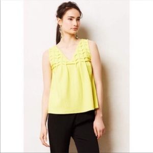 Anthropologie Deletta Yellow Textured Swing Tank